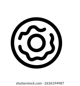 Simple Line Art Donut with Icing Sweet Dessert Food Icon