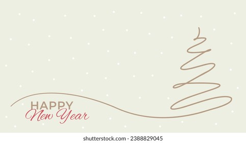Simple line art doodle isolated christmas tree, background decorative abstract modern minimalist illustration, happy holidays festive happy new year design holiday card banner pattern, hand drawn