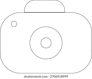 Simple line art drawing of a camera