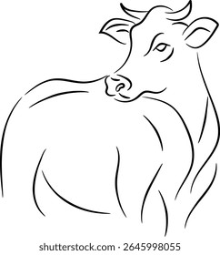 Dibujo de arte de línea simple de una vaca
