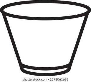 Simple line art drawing of an empty bucket or container facing upwards