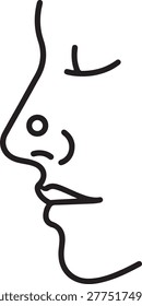 Simple line art drawing of a human side face profile isolated on white background, illustration