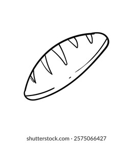 Simple Line Art Drawing of a Loaf of Bread