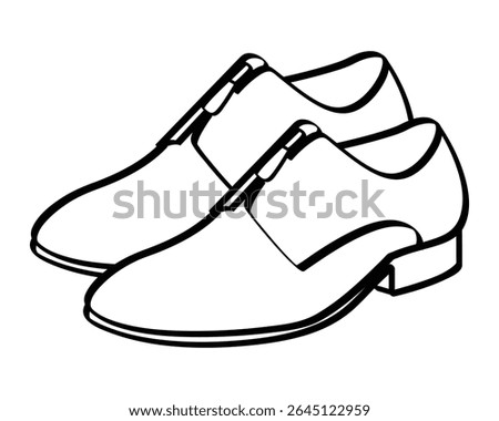 Simple line art drawing of a pair of formal mens dress shoes on a white background
