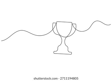 Simples desenho de arte de linha de uma taça de troféu para o sucesso e realização