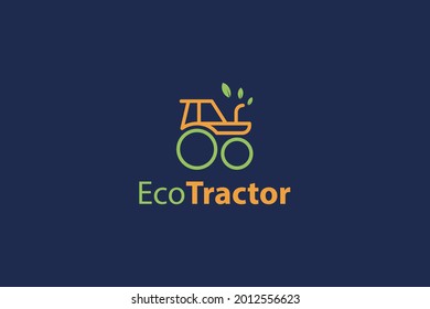 Simple and line art ecological tractor safe nature simple business logo
