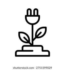 Simple line art of electrical plug growing plant