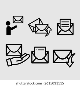 Simple Line Art Email and Mail Icons Set	