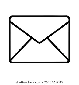 Simple Line Art Envelope Icon Minimalist Email Communication Symbol, Digital Correspondence, Modern Messaging Graphic