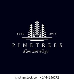 Simple line Art Evergreen / Pine tree Logo design