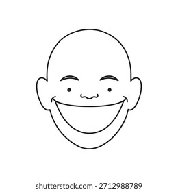 Arte de línea simple de una cara con una amplia sonrisa, que denota alta satisfacción o alegría en el fondo blanco
