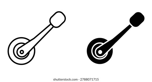 Simple line art and filled vector graphics of a manual car window winder for automotive repair and vintage vehicle themes.
