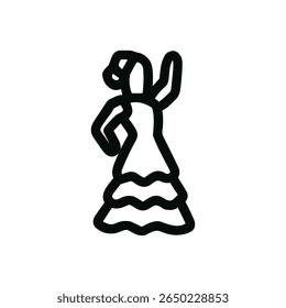 Simples linha arte Flamenco dançarino no vestido figura ilustração