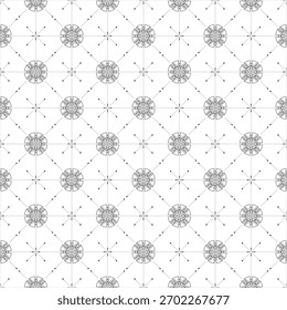 Simple Line Art Patrón Floral Decoración sin fisuras en blanco y negro