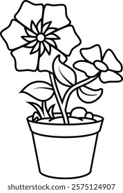 simple line art flower illustration for coloring page