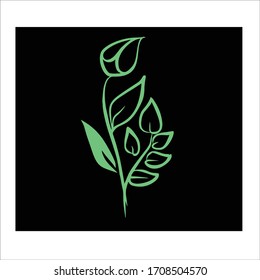 simple line art flower vector green color