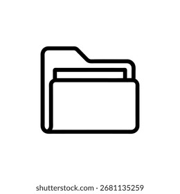 Ícone de pasta de arte de linha simples para organização de documentos e gerenciamento de arquivos
