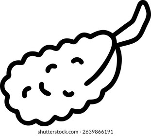 Simple Line Art Fried Food With Leaf Icon Illustration