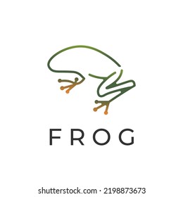 Simple line art frog vector illustration logo