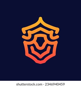 simple line art gamer logo in the shape of a shield