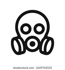 Icono de seguridad de peligro de equipo de protección de máscara de gas de arte de línea simple