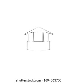 simple line art gazebo logo icon design