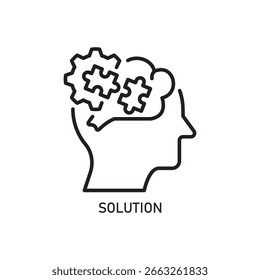 Linha simples arte engrenagem dentro cabeça Ícone de processo cognitivo
