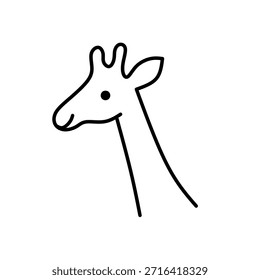 Simple Line Art Cabeza de jirafa y cuello Ilustración de animales lindos