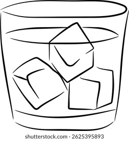 Simple Line Art Glass with Ice Cubes