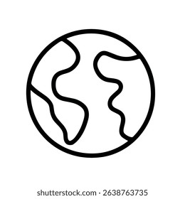 Simple Line Art Globe Earth Outline Geography Shape Icon Element