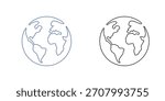 Simple Line Art Globe Icon | Minimal World Map Outline Vector for Travel and Geography