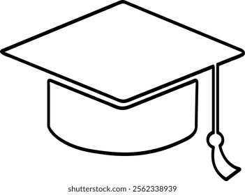 Simple Line Art Graduation Cap Vector Illustration