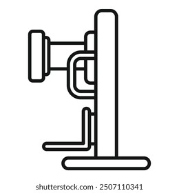 Simple line art of a gym machine representing weight lifting equipment for physical exercise