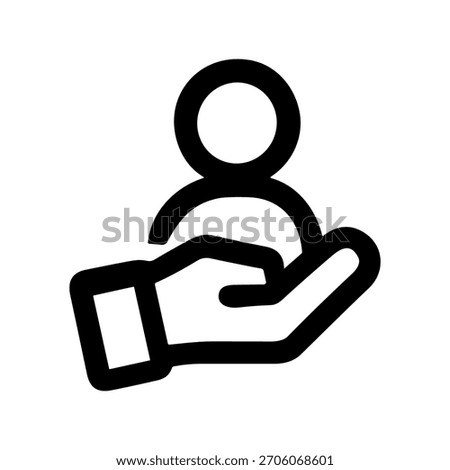 Simple Line Art Hand Holding a Person Icon Providing Support