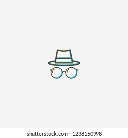 Simple line art and hat glasses design logo inspiration