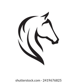 Simple Line Art Head Horse Illustration Symbol Modern Logo Vector