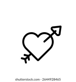 Simple Line Art Heart with Arrow Symbol of Love Icon