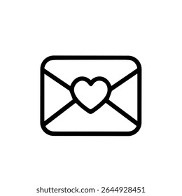 Simples Linha Arte Coração Envelope Romântico Amor Letra Ícone