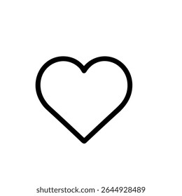Simple Line Art Heart Shape Icon Handdrawn Style for Love Concept