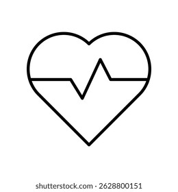 Simple Line Art Heartbeat Symbol Representing Health and Medical Concepts
