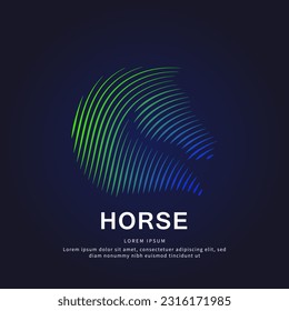 simple line art Horse logo design template. Horse head logotype vector illustration on dark background. EPS 10