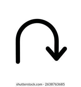 Simple Line Art Horseshoe Bend Arrow Sign Navigation Icon Symbol