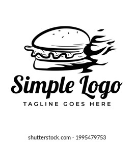 A simple line art hot burger logo
