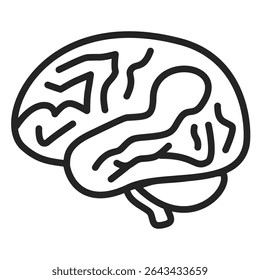 Simple line art of a human brain illustration. Ideal for educational, medical, and infographic purposes. Perfect for clean and minimalist designs.