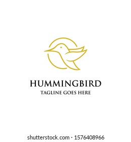 simple line art hummingbird fly logo icon vector template