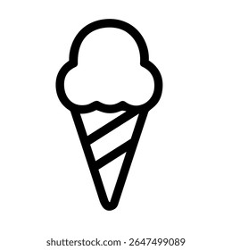 Simple Line Art Ice Cream Cone Dessert Sweet Treat Icon