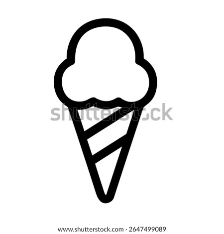 Simple Line Art Ice Cream Cone Dessert Sweet Treat Icon