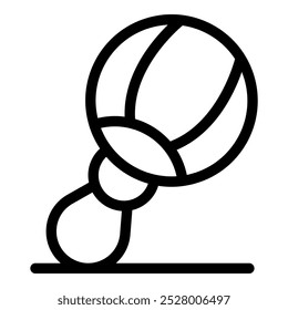 Simples ícone da arte da linha de um brinquedo de chocalho do bebê, perfeito para representar a infância, o jogo, e o desenvolvimento inicial