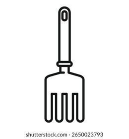 Simple line art icon of a barbecue fork with four prongs, ideal for representing cooking or grilling