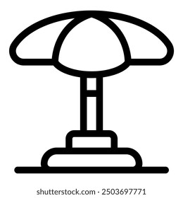 Simple line art icon of a beach umbrella providing shade on a sunny day